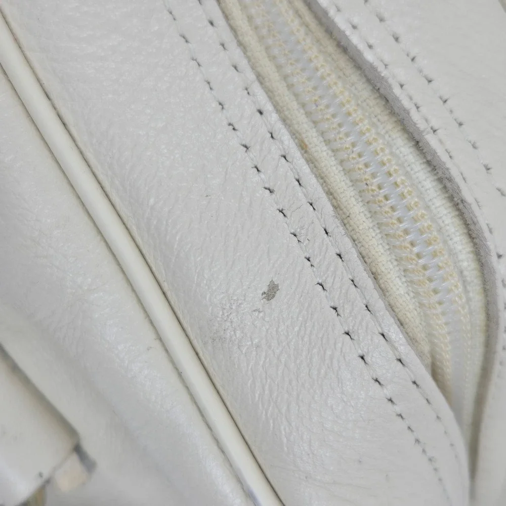 Vintage Etienne Aigner Cream Leather Satchel Crossbody Bag Top Handle VGC